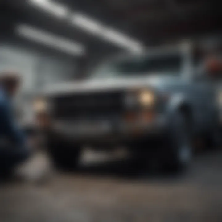 A mechanic performing routine maintenance on a vehicle.