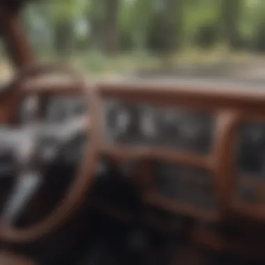 Interior of a Restored Vintage Pickup Truck Interior view of a restored vintage pickup truck dashboard
