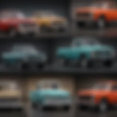 Diverse Vintage Pickup Truck Models Collage of various vintage pickup truck models