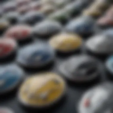 A close-up shot of classic Volkswagen car badges, highlighting the brand's heritage and evolution.