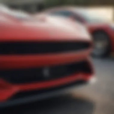 Close-up of the Ferrari Berlinetta's iconic front grille showcasing its aerodynamic design.