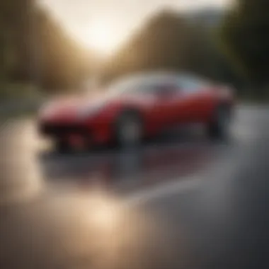 Dynamic shot of the Ferrari Berlinetta on an open road emphasizing its performance capabilities.