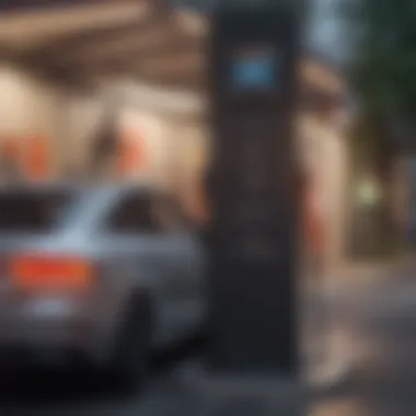 Charging Station: Fuel Savings Insights Electric vehicle charging station with savings indicators