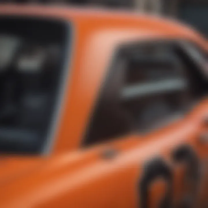 Detailed close-up of the General Lee RC car's decals and features.