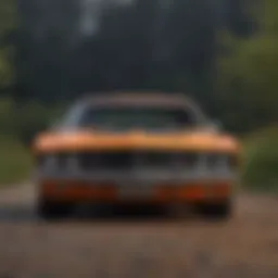 Front view of the General Lee RC car showcasing its vibrant orange color and iconic design.