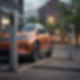 Electric vehicle charging station with a GM logo