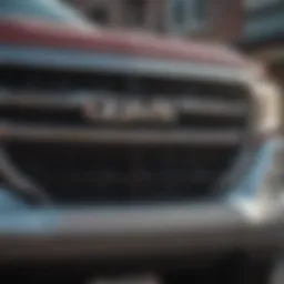 Close-up view of the GM Sierra HD's robust front grille showcasing its aggressive styling