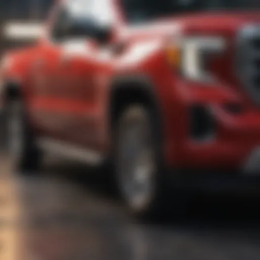 Close-up of the GMC Sierra paint defect highlighting the issue.