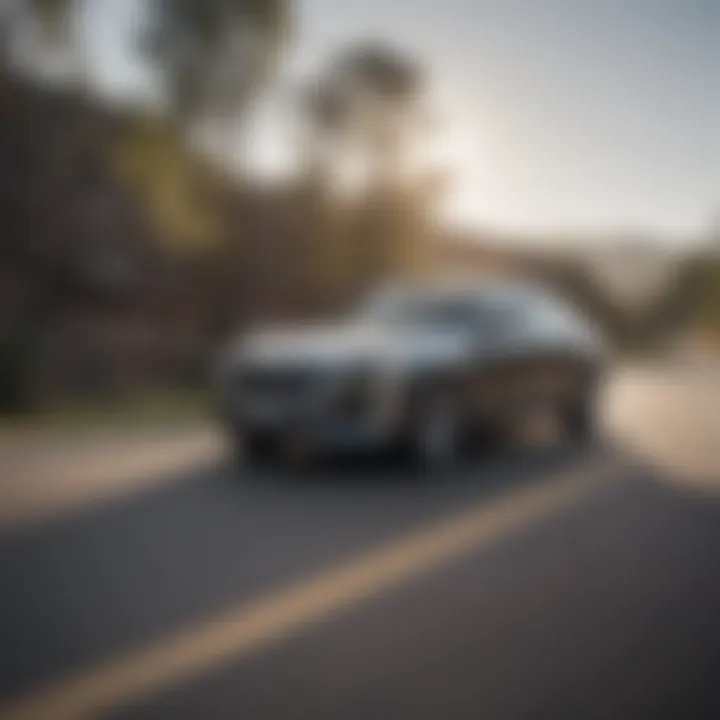 A scenic view of Cadillac vehicles on a test drive