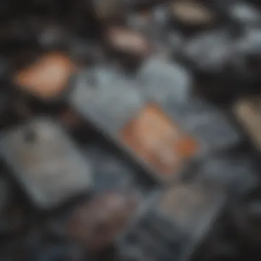 A close-up view of the pricing tags attached to different car parts in a junkyard.