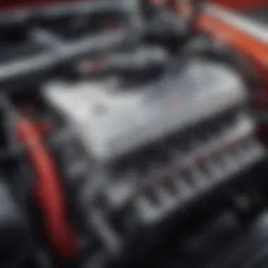 Close-up of the Camaro SS Coupe's powerful engine highlighting specifications