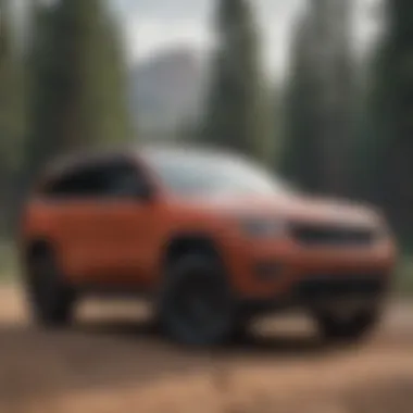 Front view of the 2017 Grand Cherokee Trail Hawk showcasing its bold design