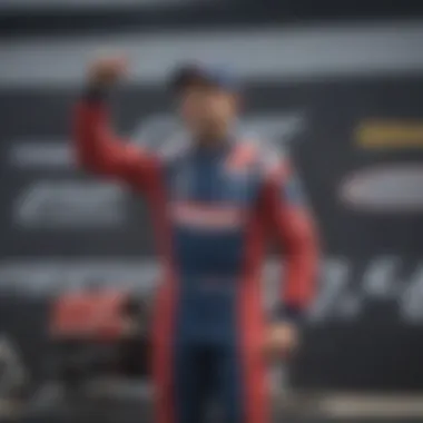 Celebration of a victorious driver on the podium at Portland