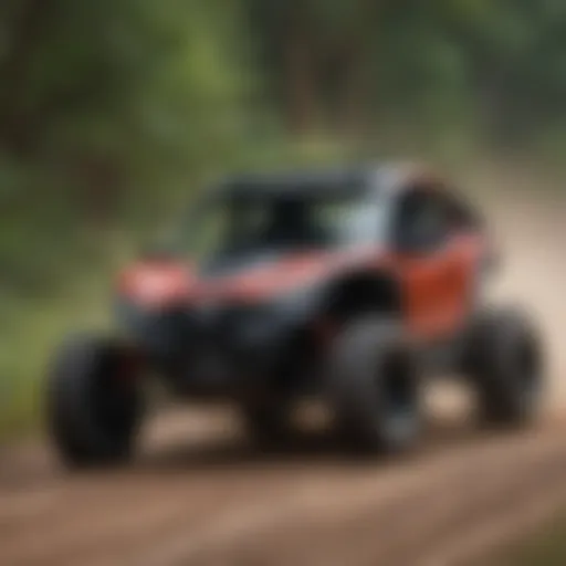 Dynamic action shot of the Jsport Honda Talon navigating rugged terrain