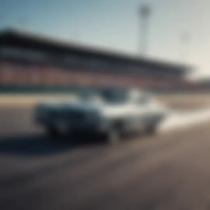 A historic view of the Indianapolis raceway during a drag racing event