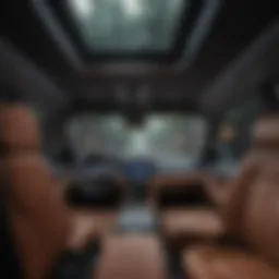 Luxurious SUV interior showcasing an expansive sunroof