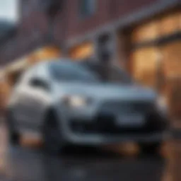 Sleek exterior design of the Mitsubishi Mirage showcasing its compact form factor.