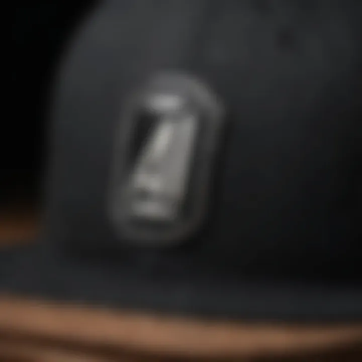 Close-up of a NASCAR hat highlighting intricate stitching and branding details