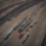 A dramatic aerial view of a NASCAR race in April showcasing the intensity of competition.