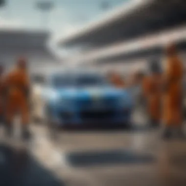 Dynamic Action of a NASCAR Pit Crew NASCAR pit crew in action