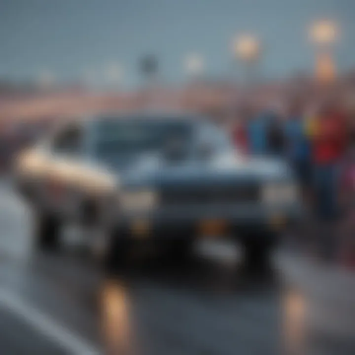 Crowd of enthusiastic fans enjoying a lively drag racing event