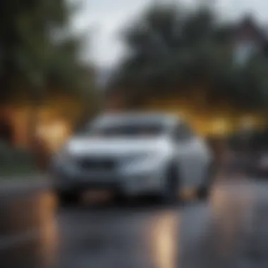 Close-up view of the Nissan Leaf showcasing its sleek design and eco-friendly features