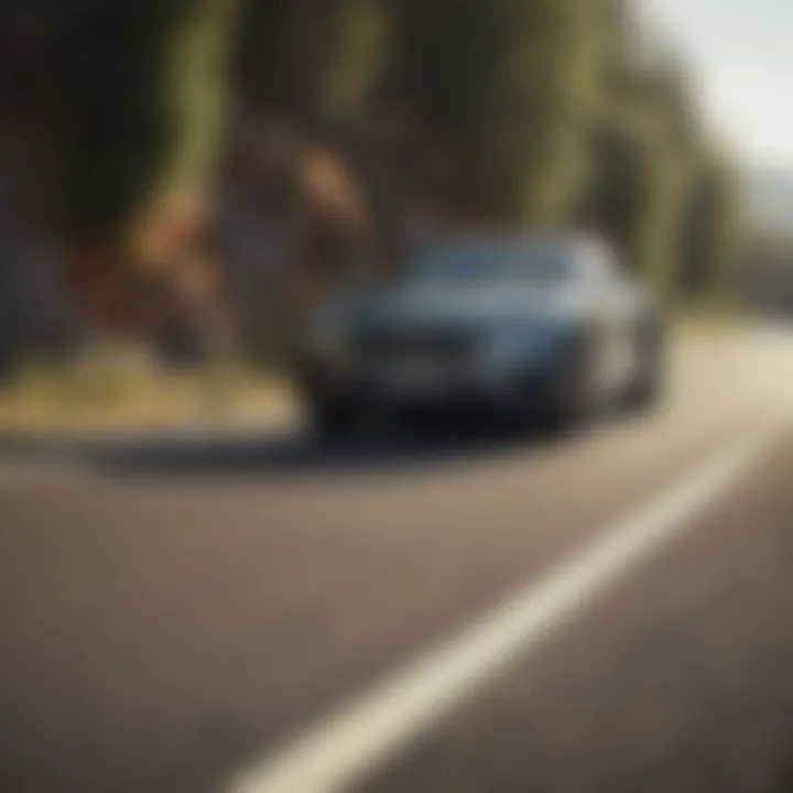 Dynamic driving shot of the Bentley Continental GT on a scenic road