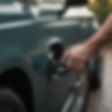 Person demonstrating the removal of a car door panel