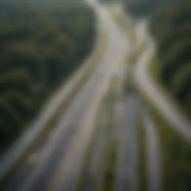 An aerial view of the Road America track highlighting its unique layout