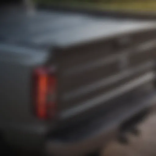 Close-up view of a sleek tonneau cover on a truck bed