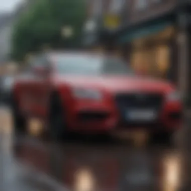 Protection Against Rain with Outdoor Car Covers A vehicle covered with a well-fitted car cover on a rainy day