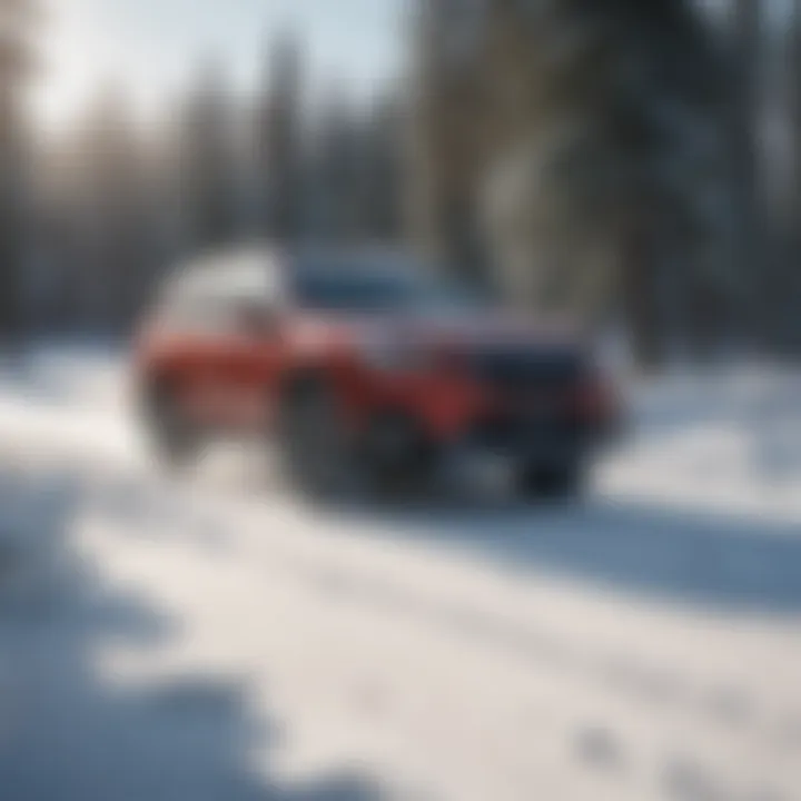 Subaru Outback traversing a snowy landscape