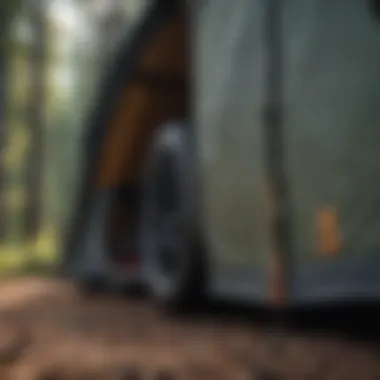 Close-up view of SUV tent materials showcasing durability