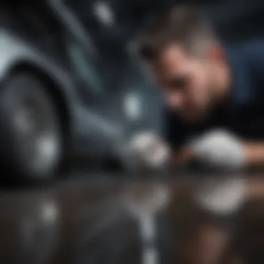 A mechanic performing a vehicle oil leak inspection