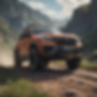 Powerful SUV on a Challenging Path Powerful SUV navigating rugged terrain