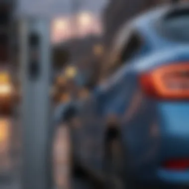 A close-up of an electric vehicle charging station