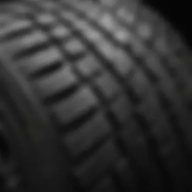 Close-up of all-season tire tread pattern designed for SUVs