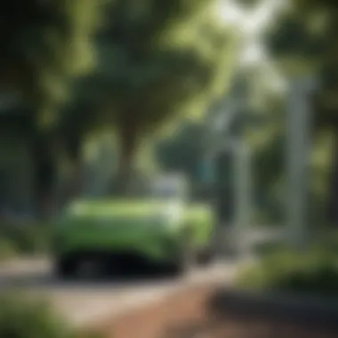 Charging Electric Vehicles: A Green Future Electric vehicle charging station surrounded by greenery