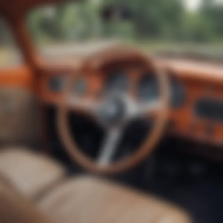 Interior view of a Volkswagen Beetle showcasing its vintage dashboard