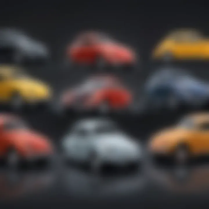 A collage of various Volkswagen Beetle models through the years