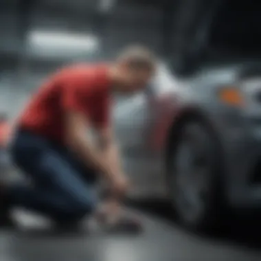 Mechanic Examining Onboard Diagnostic System A mechanic examining a vehicle's onboard diagnostic system