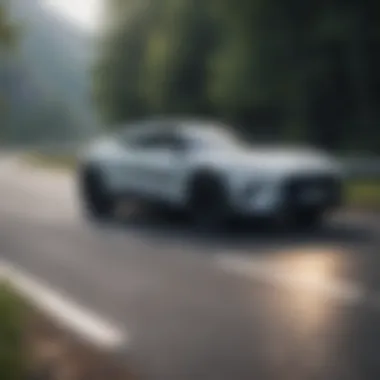 Dynamic driving scene featuring a crossover on a scenic road