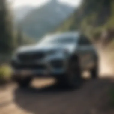 A crossover SUV navigating a rugged terrain