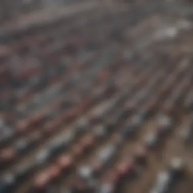 An overview of a Triple A wrecking yard showcasing various dismantled vehicles.