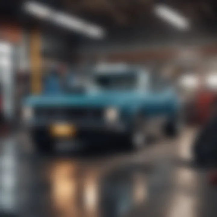 A modern auto repair shop with advanced electrical repair equipment