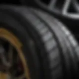 Close-up of Ferrari tire with tread pattern