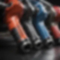 Close-up of various impact wrench types showcasing their unique designs