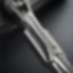 Close-up view of a line wrench showcasing its unique design and structure.