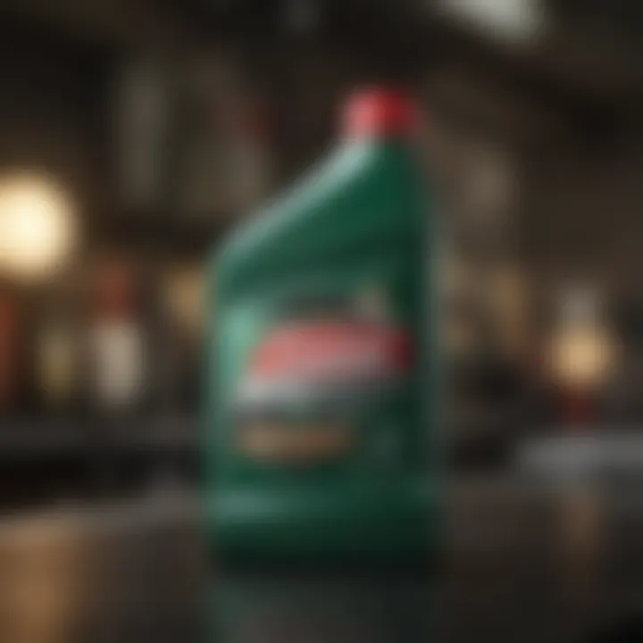 Close-up of Castrol GTX Magnatec bottle showcasing its unique formula.