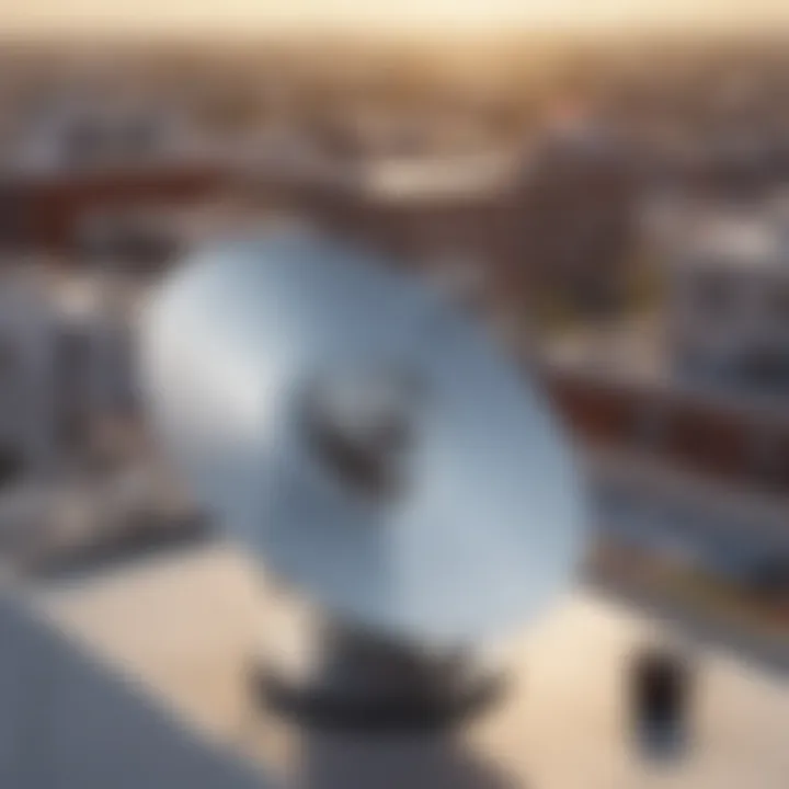 A Dish Network satellite dish installed on a rooftop, symbolizing connectivity.